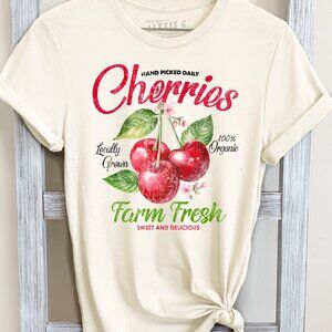Cherries Farm Fresh Graphic Shirt, Coquette Cherry Shirt